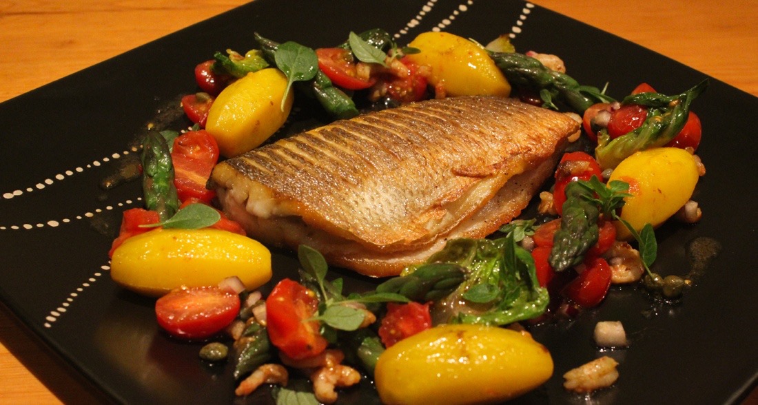 A beautiful sea bass dish for your dinner party menu
