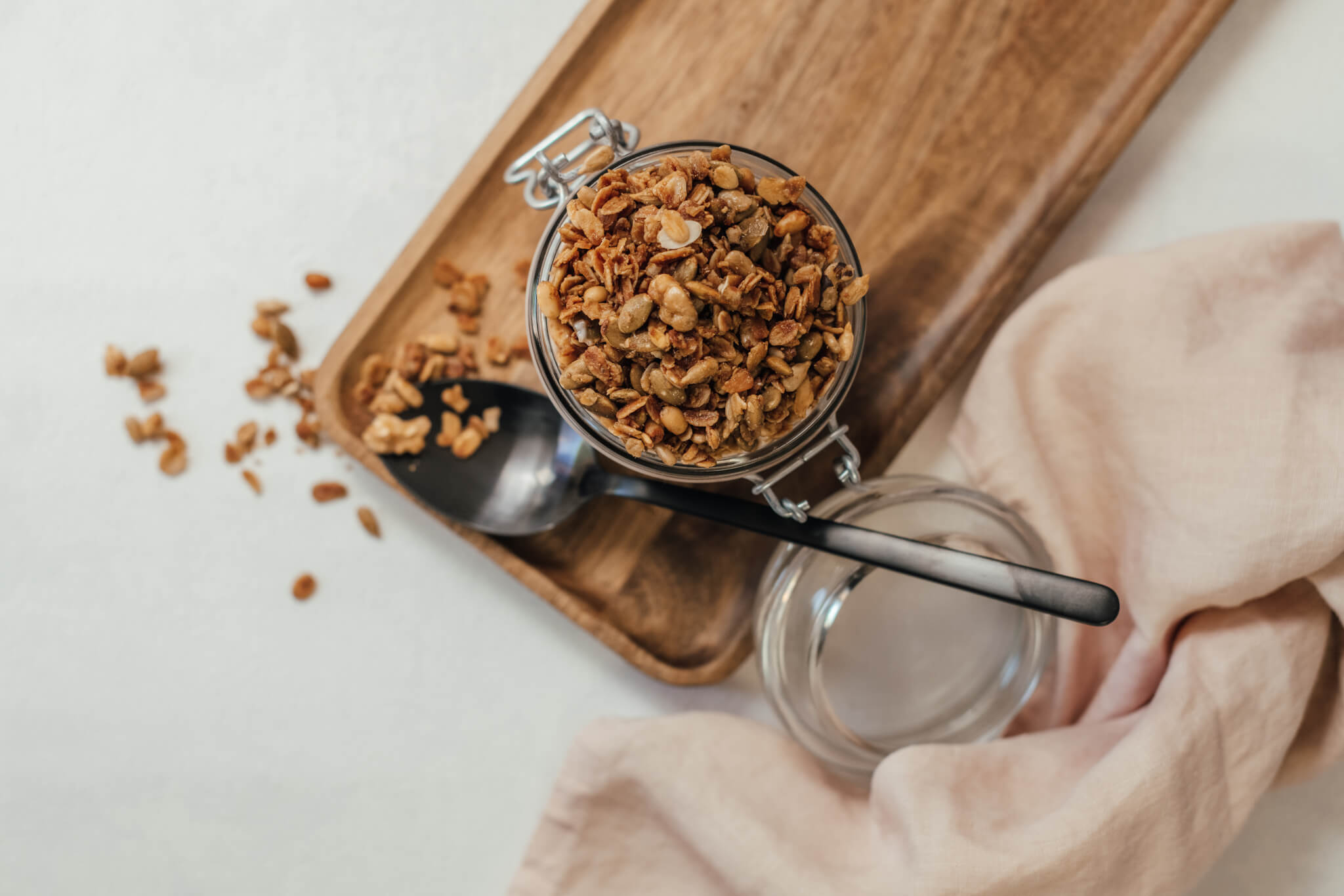 Granola Pot with spoon in table setting