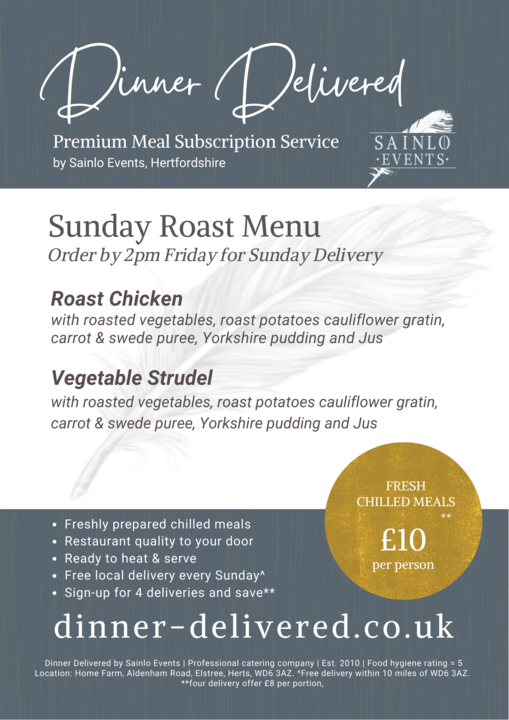 Sunday Roast from Sainlo Evnts Dinner Delivered Sainlo Events dinner delivered sunday menu